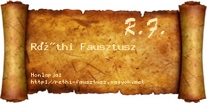 Réthi Fausztusz névjegykártya